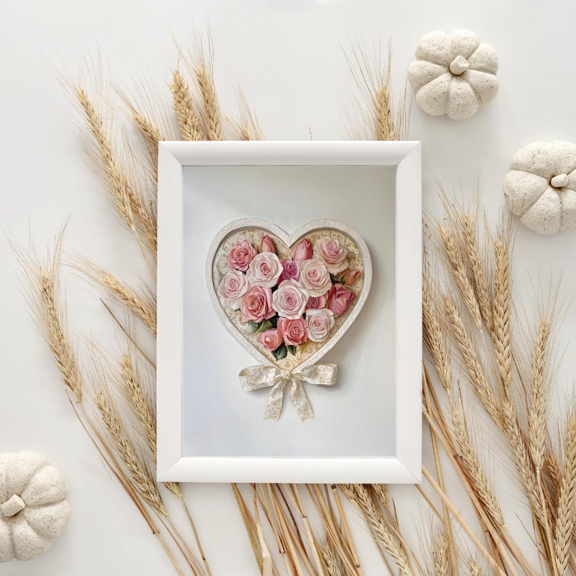 Heart Shaped Rose Box Pink Roses Valentines Romantic Art Poster - Image 2