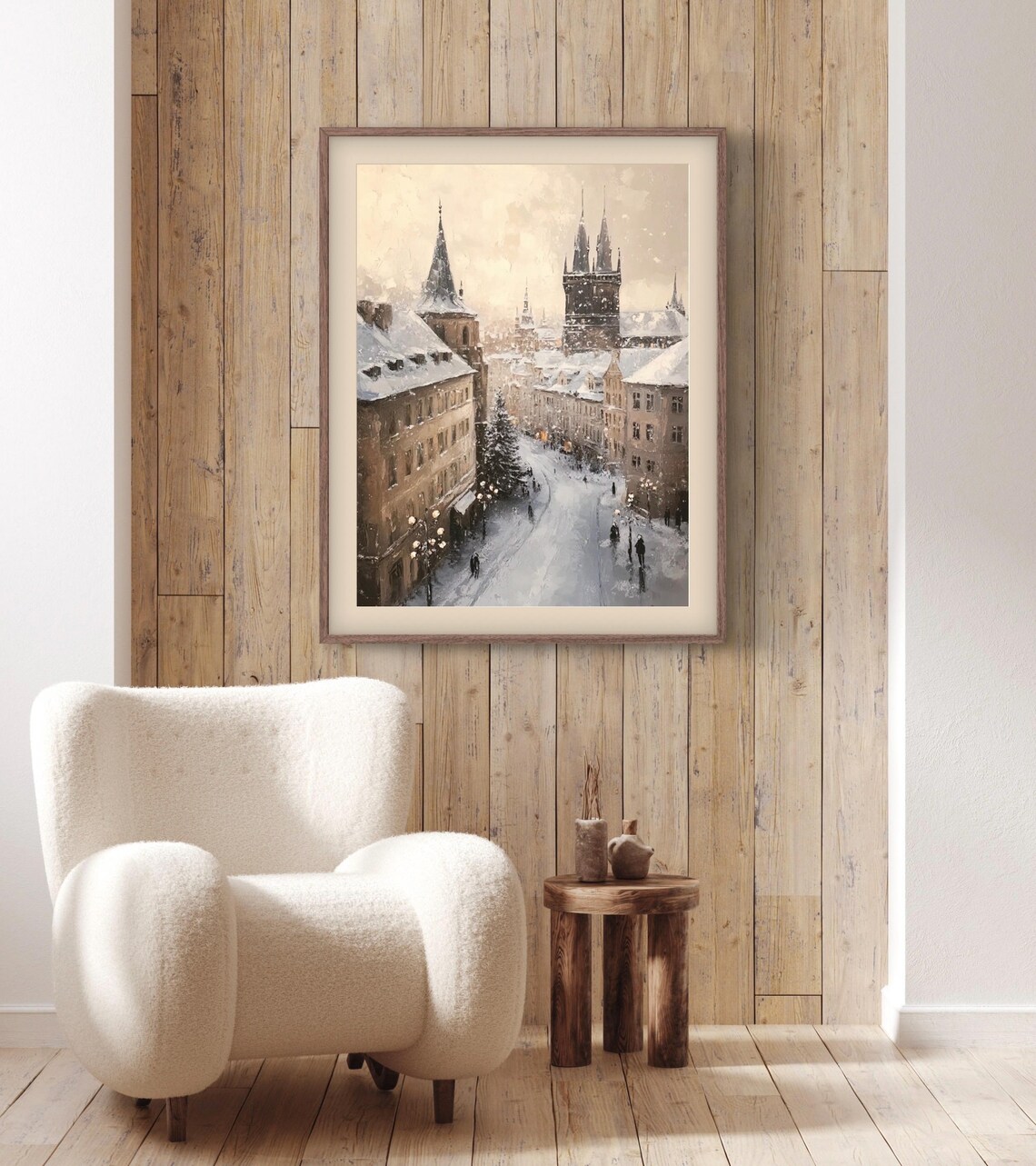 Vintage European City In Winter Art Print - Image 4