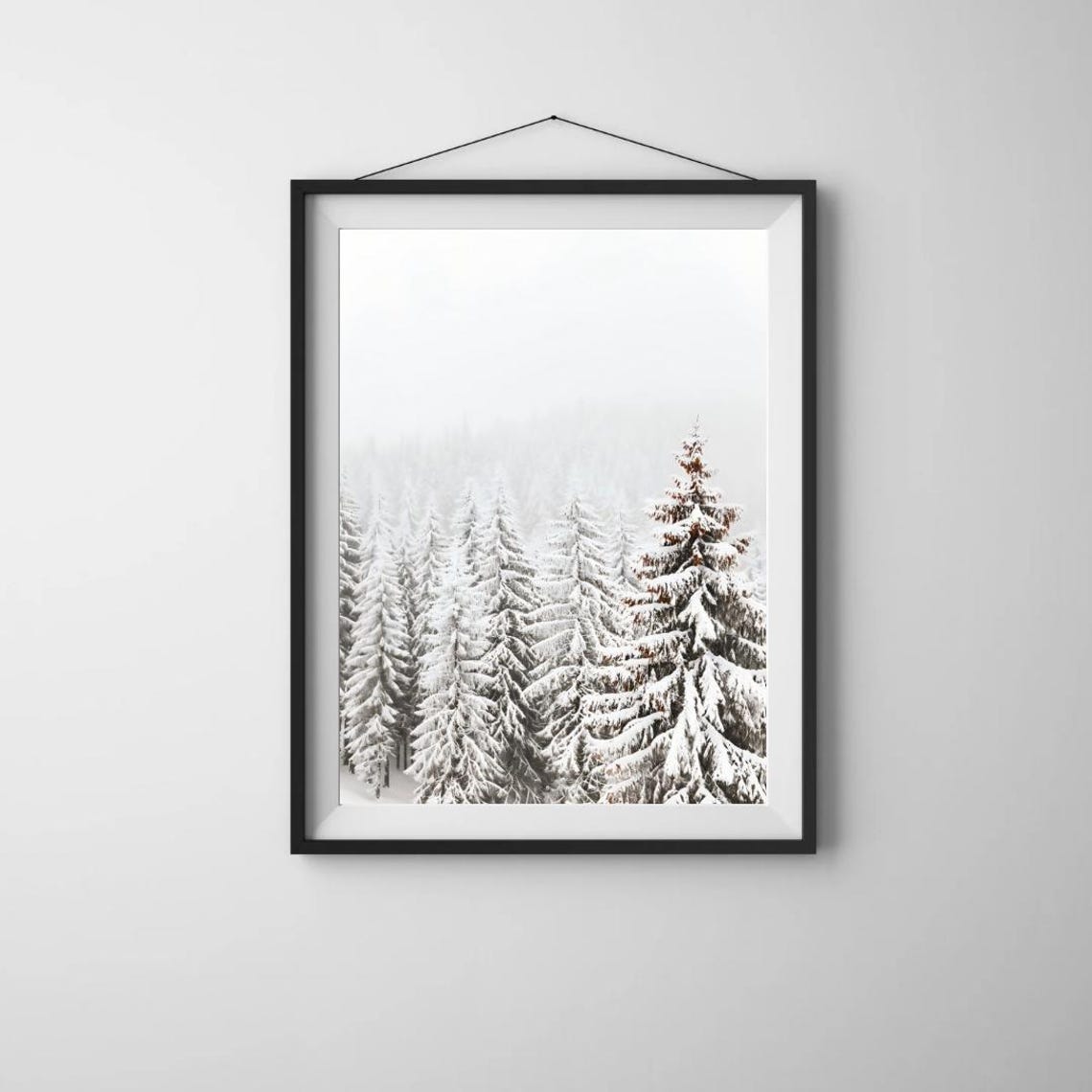 Snow Covered Pine Forest Winter Minimalist Christmas Wall Art - Image 3