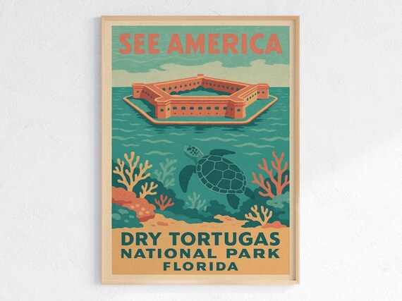 Dry Tortugas National Park See America Florida Sea Turtle Poster