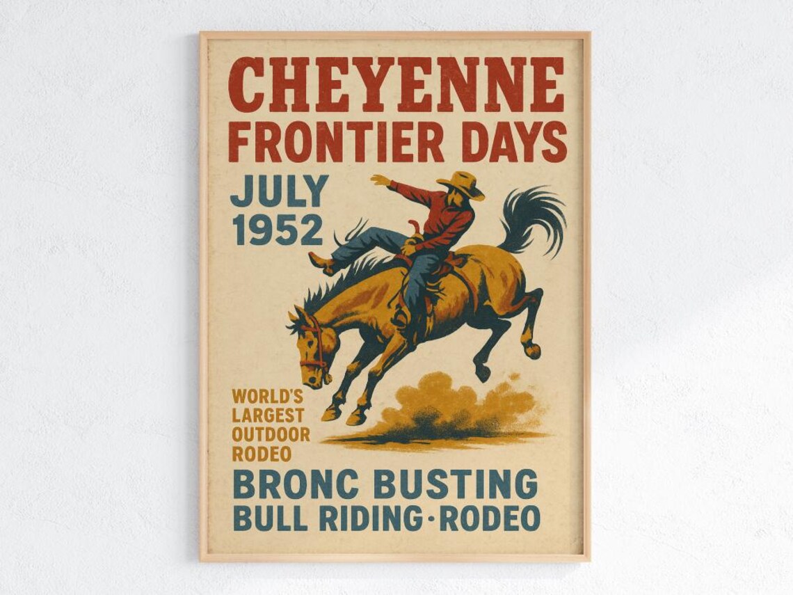 Cheyenne Frontier Days 1952 Vintage Western Rodeo Print