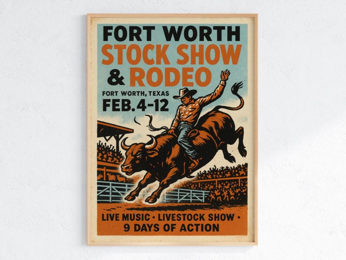 Vintage Rodeo Poster, Fort Worth Stock Show 1952