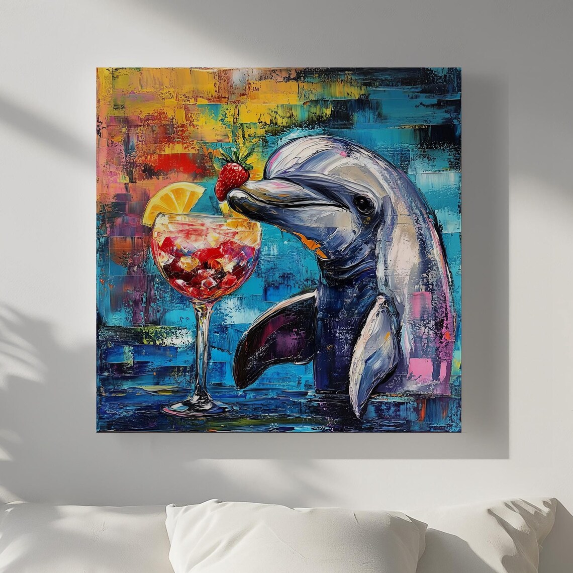 Dolphin Cocktail Beach Vibe Poster, Retro Tropical - Image 4