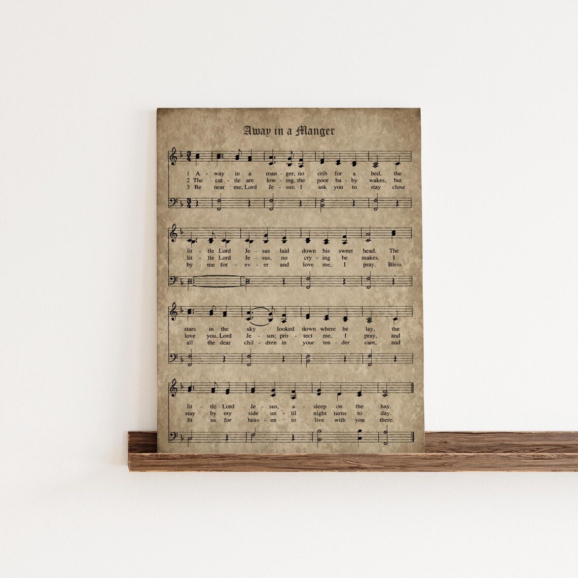 Away in a Manger Vintage Christmas Carol Sheet Music Wall Art Poster - Image 3