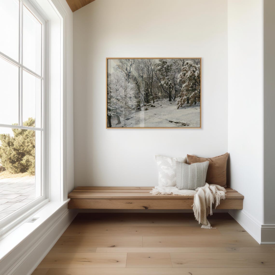 Vintage Snowy Winter Forest Snow Covered Trees Impressionist Art Print - Image 2