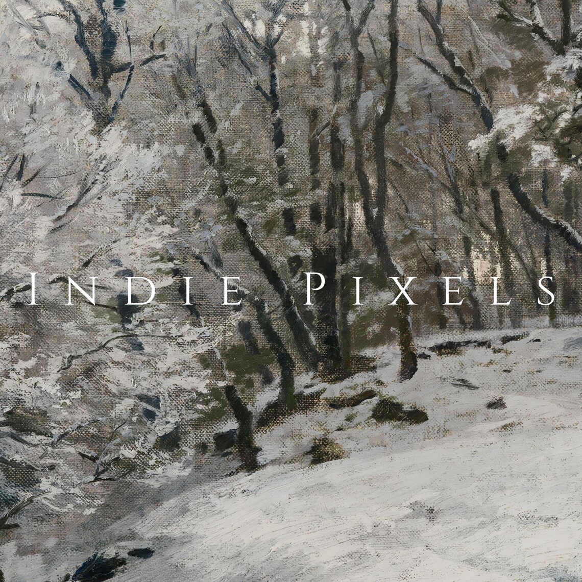 Vintage Snowy Winter Forest Snow Covered Trees Impressionist Art Print - Image 3
