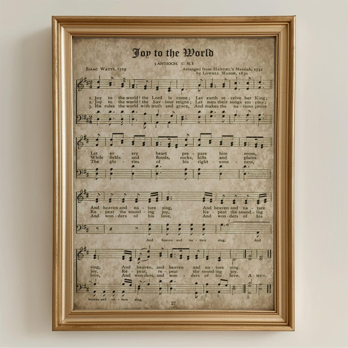 Joy to the World Vintage Christmas Carol Sheet Music Wall Art Poster - Image 4