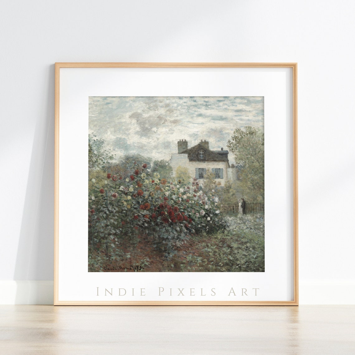 Vintage Rose Garden Cottage Impressionist Floral Landscape Print - Image 3