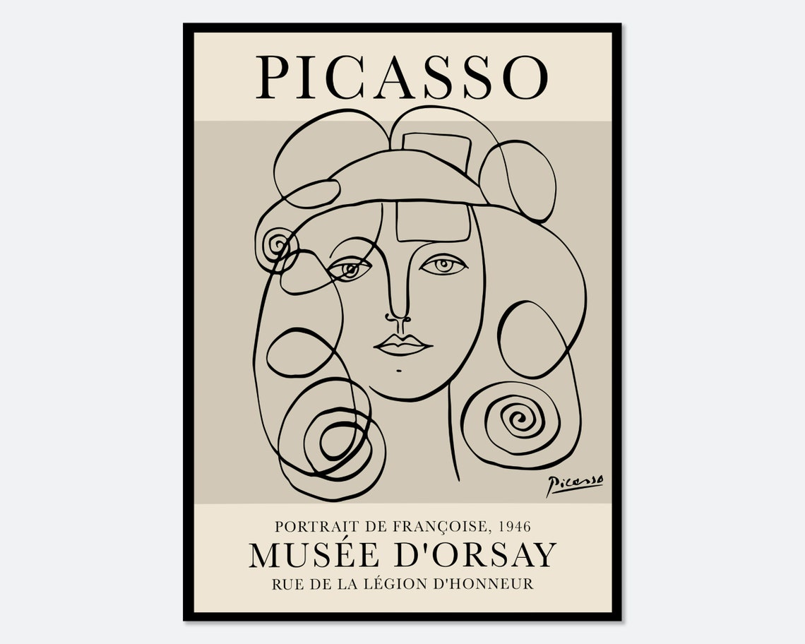 Picasso Portrait de Francoise 1946 Musee d Orsay Line Art Poster