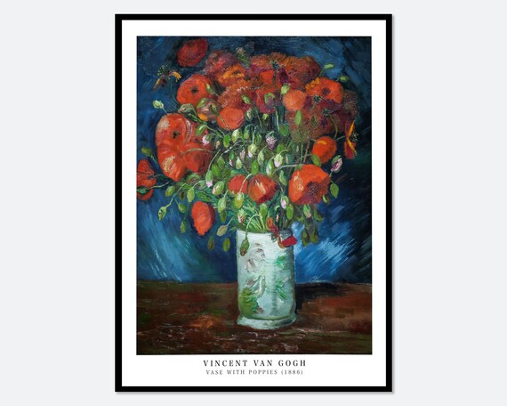 Van Gogh Vase With Poppies 1886 Vintage Poster Print