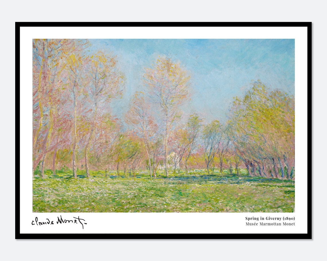Claude Monet Spring In Giverny 1890 Blooming Trees Meadow Poster
