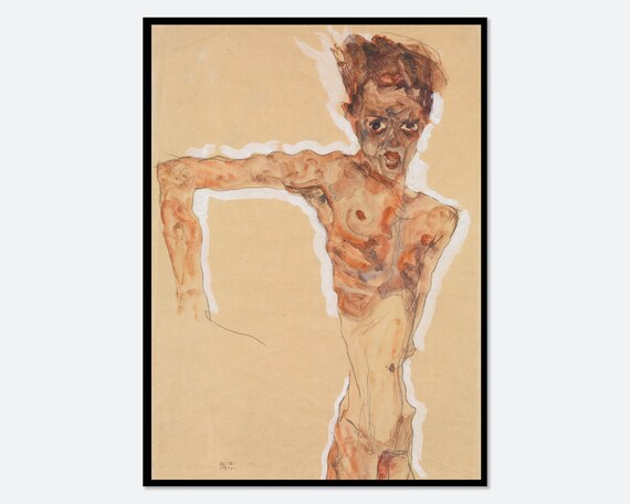 Egon Schiele Self Portrait 1911 Vintage Exhibition Poster