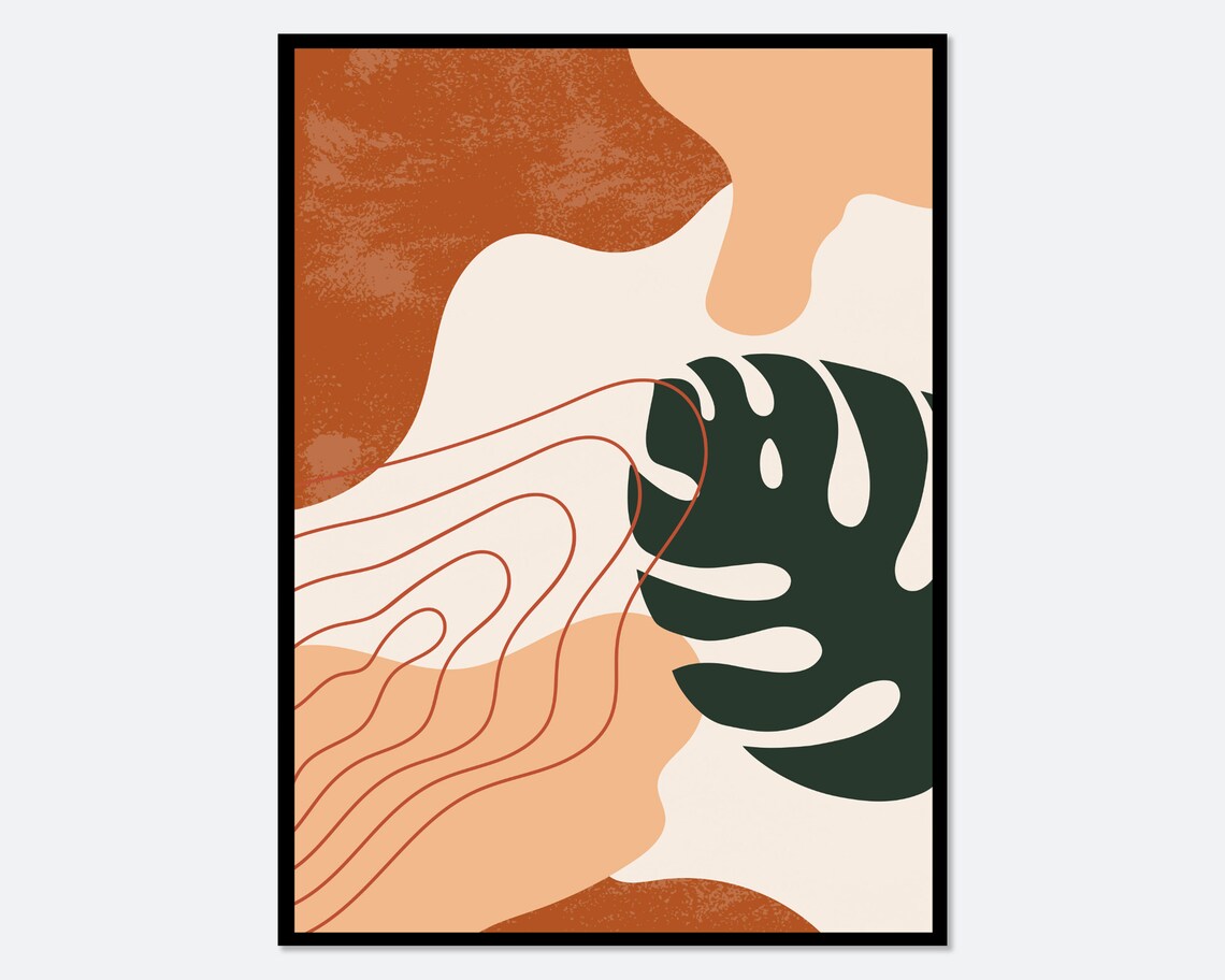 Modern Abstract Monstera Boho Leaves Art Print