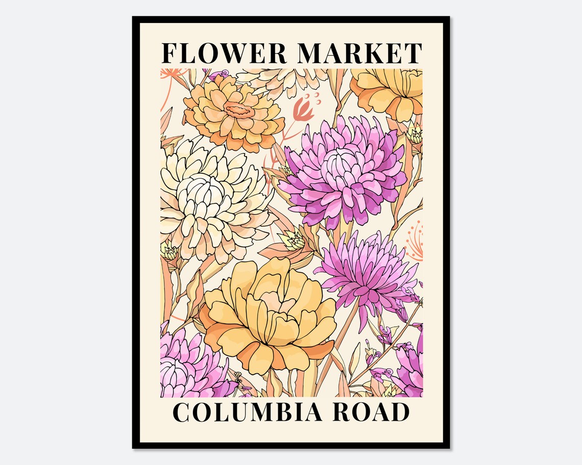 Flower Market Columbia Road Botanical Art Print