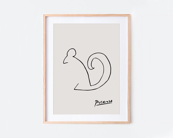Pablo Picasso Squirrel Sketch Line Drawing Art Print