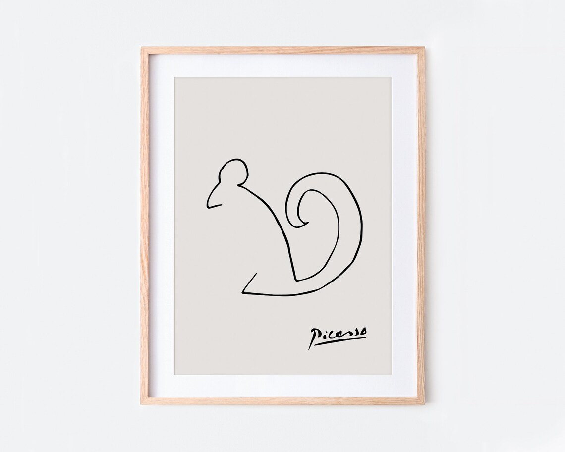 Pablo Picasso Squirrel Sketch Line Drawing Art Print