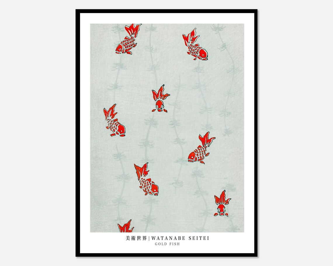 Watanabe Seitei Gold Fish Vintage Japanese Art Print