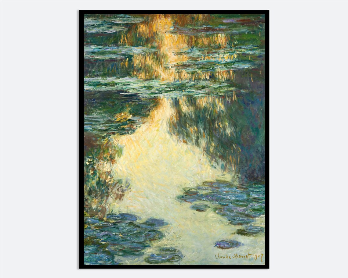 Monet Water Lilies Vintage Museum Exhibition Poster