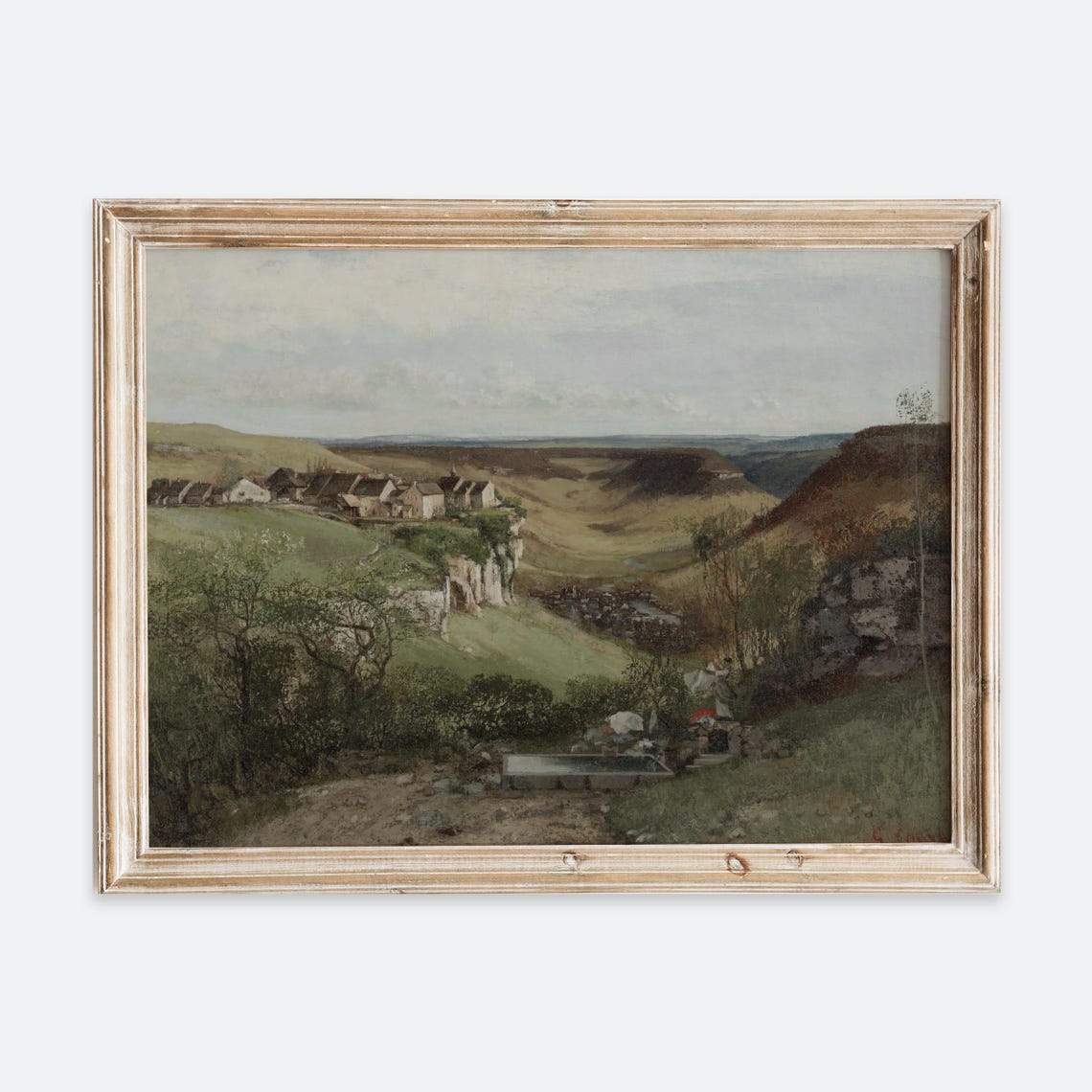 Rustic Valley Village Green Rolling Hills Vintage Art Poster