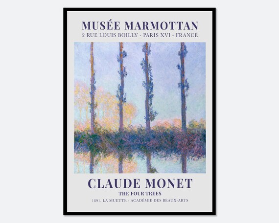 Monet The Four Trees 1891 Vintage Exhibition Poster Art Print Claude Monet Print Monet Poster Monet Painting Famous Vintage Poster N15