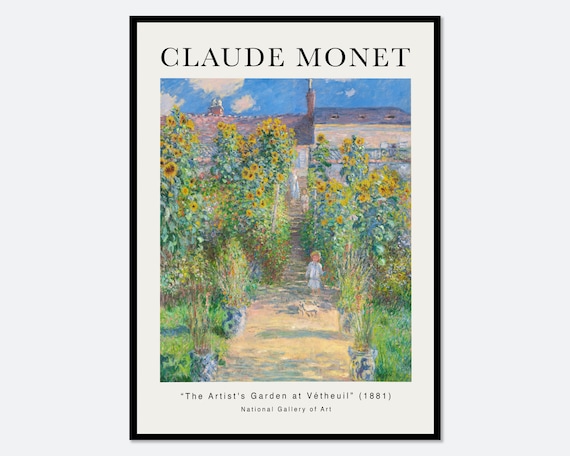 Monet The Artist's Garden at Vtheuil, Vintage Poster Print