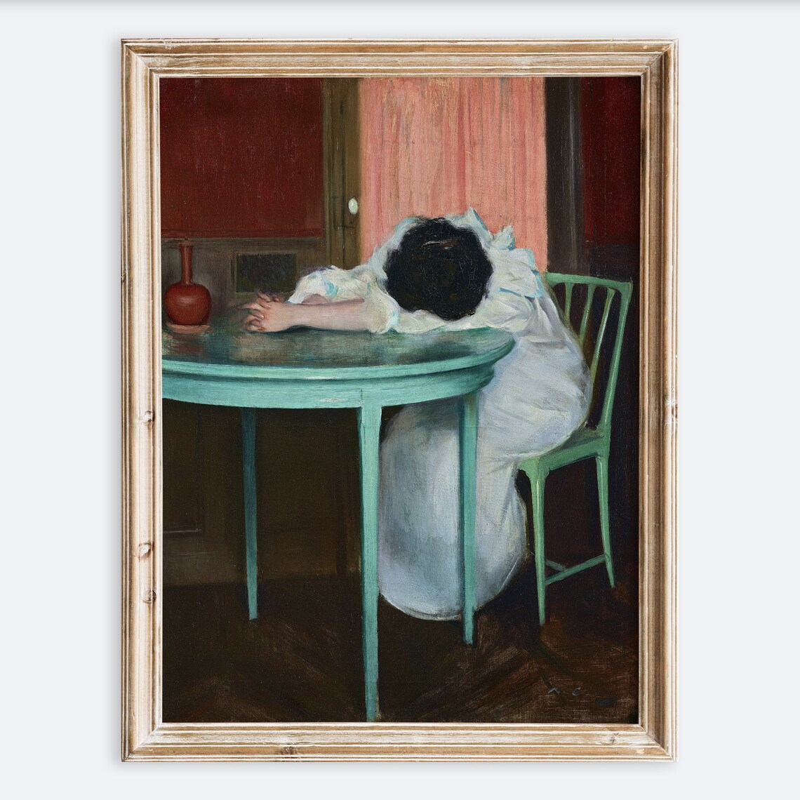 Ramon Casas Tired Sleeping Woman Vintage Art Print