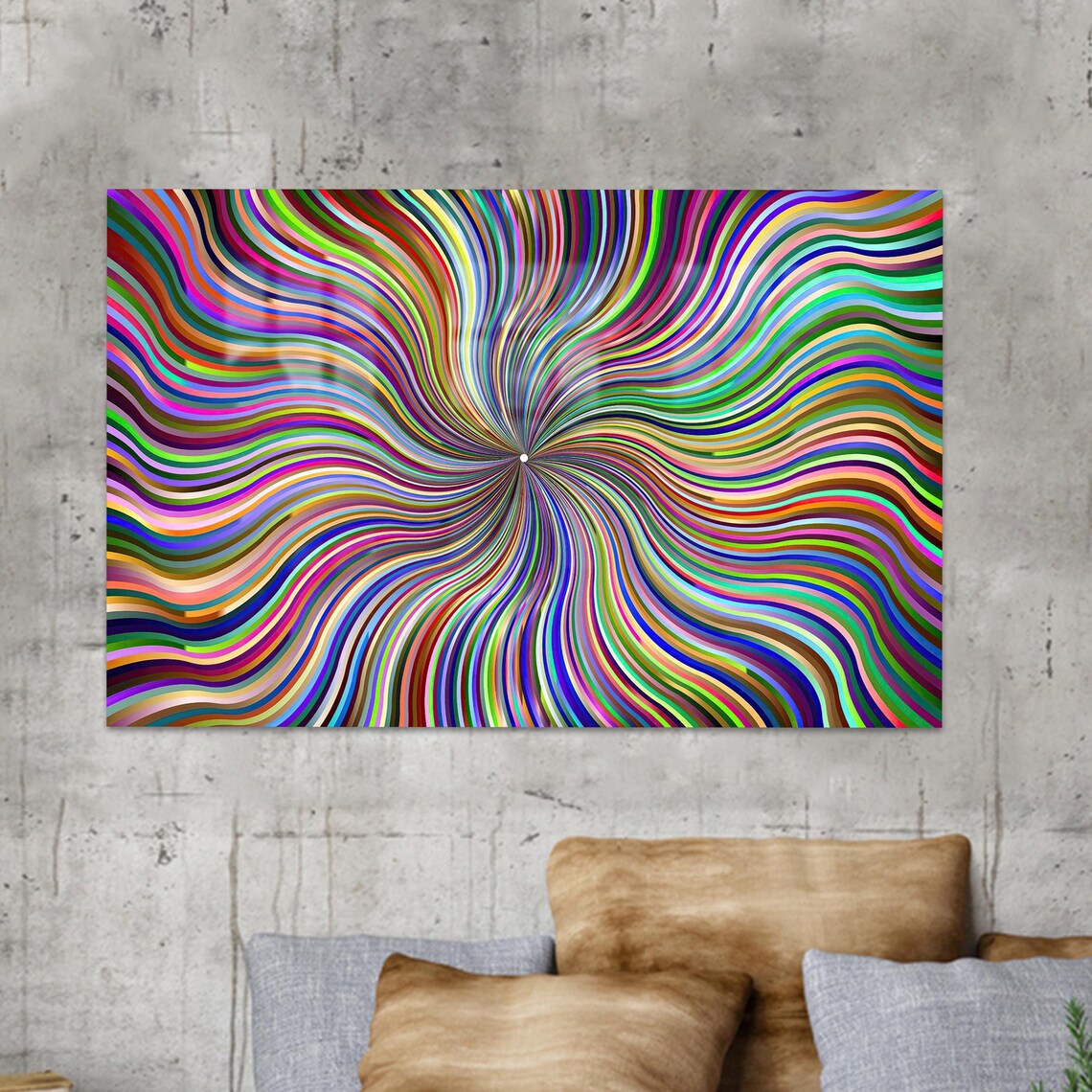 Game Room Wall Hanging Minimalist Art Illusion Colorful Glass Modern Decor Large