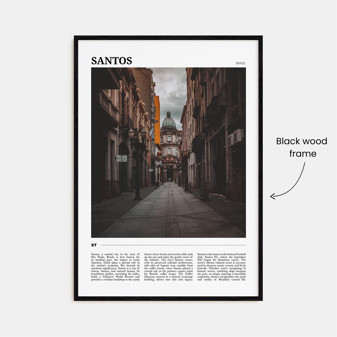 Santos Brazil Historic Street Coffee Exchange Photo Travel Poster - Image 2