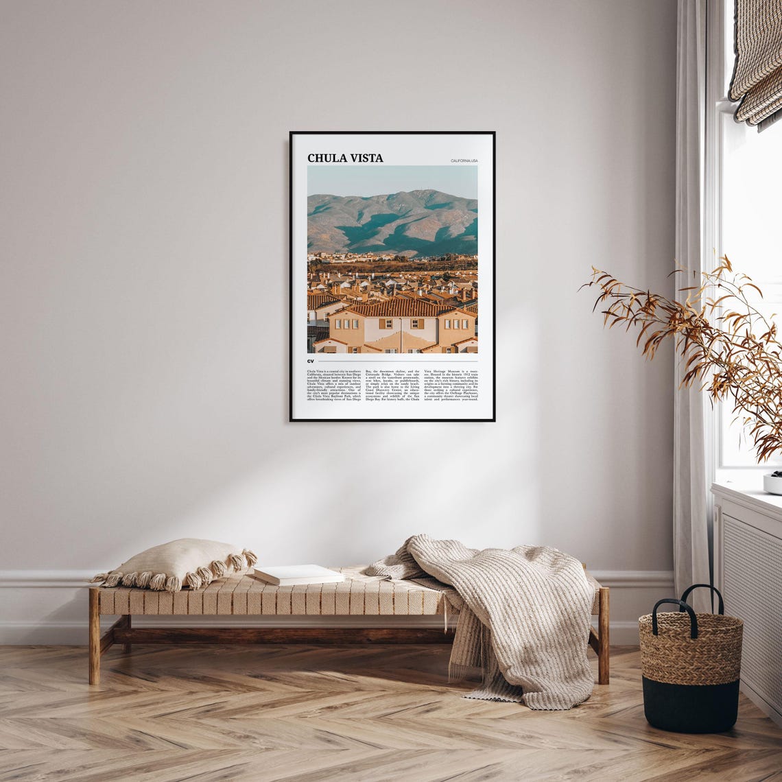 Chula Vista California Mountain Backdrop City Rooftops Travel Poster - Image 4