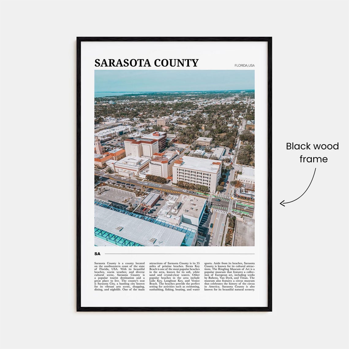 Sarasota County Florida Aerial City View Gulf Coast Travel Poster - Image 2