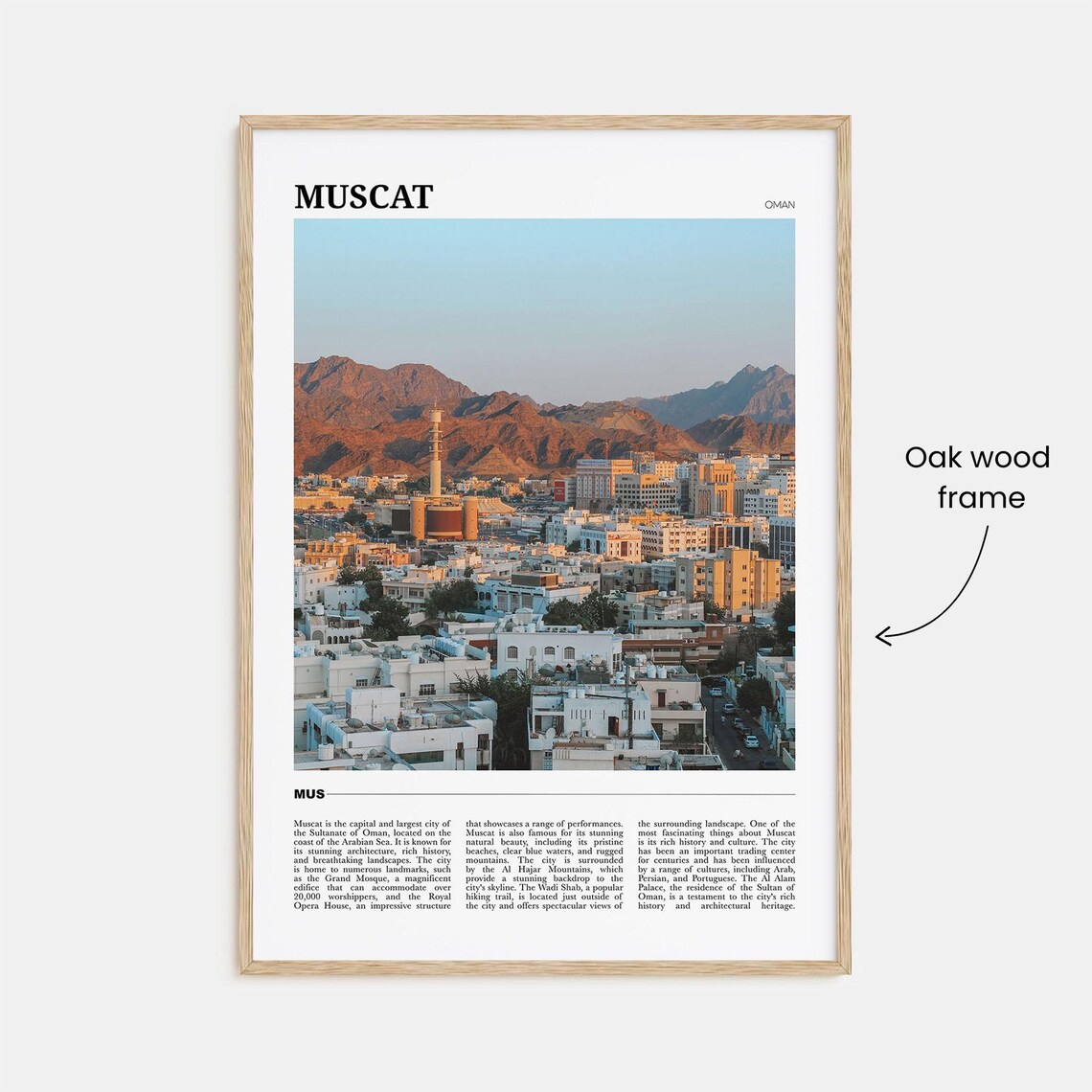 Muscat Oman Travel Poster Mountain City Golden Sunset Skyline View - Image 3