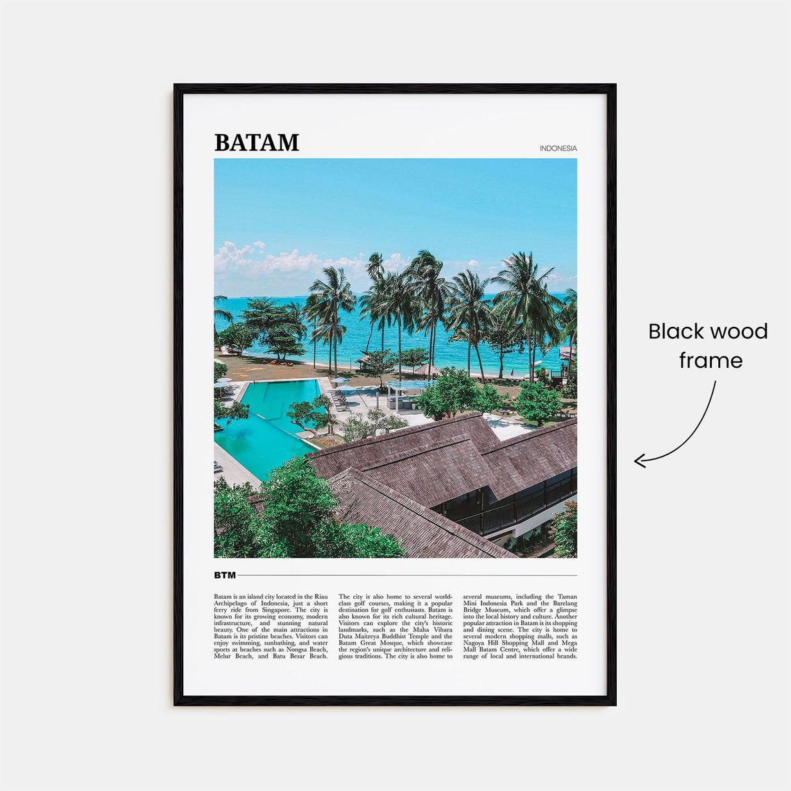 Batam Indonesia Tropical Beach Resort Palm Trees Pool Travel Poster - Image 2