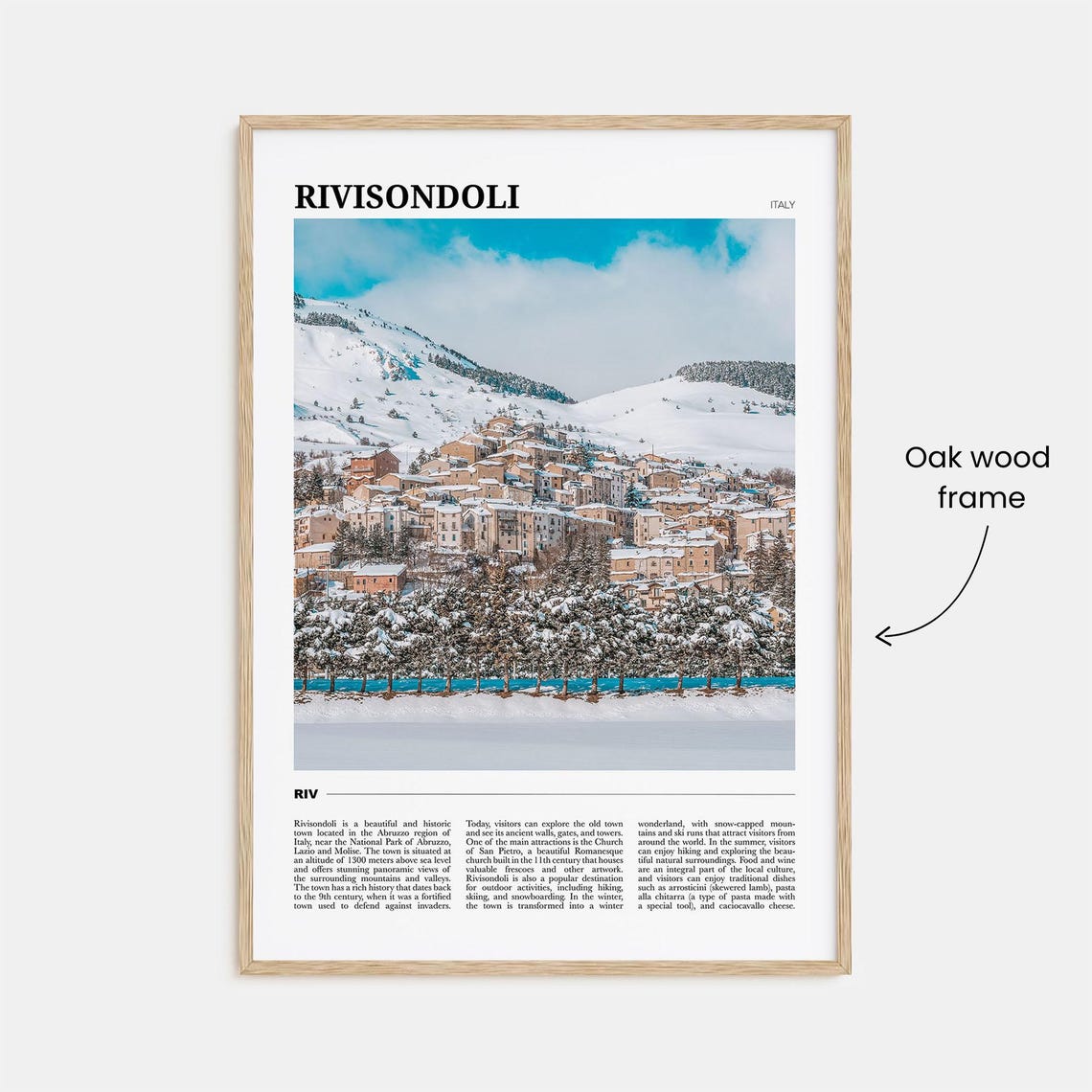 Rivisondoli Italy Snowy Alpine Village Winter Mountains Travel Poster - Image 3