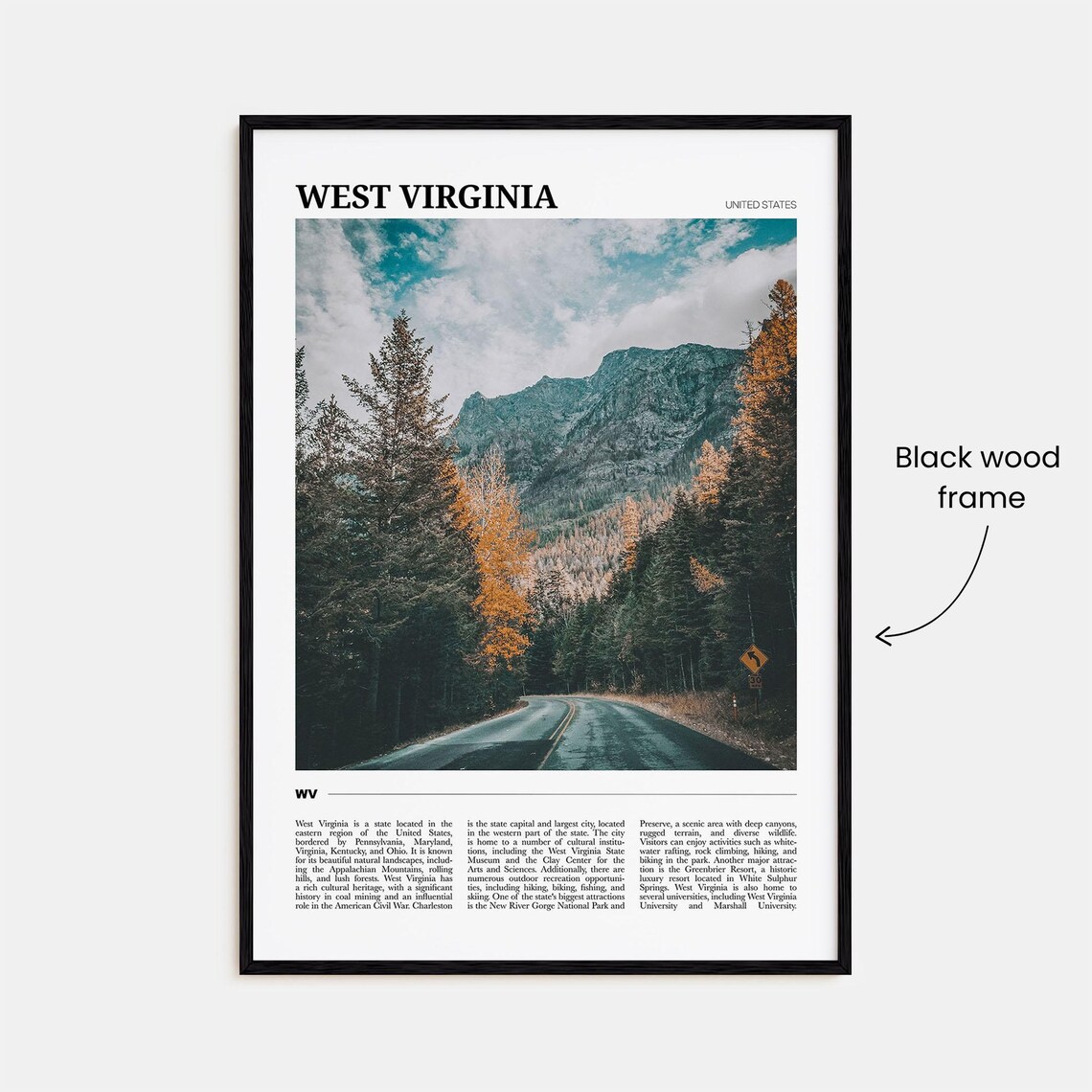 West Virginia Travel Poster, USA Wall Art Print - Image 2