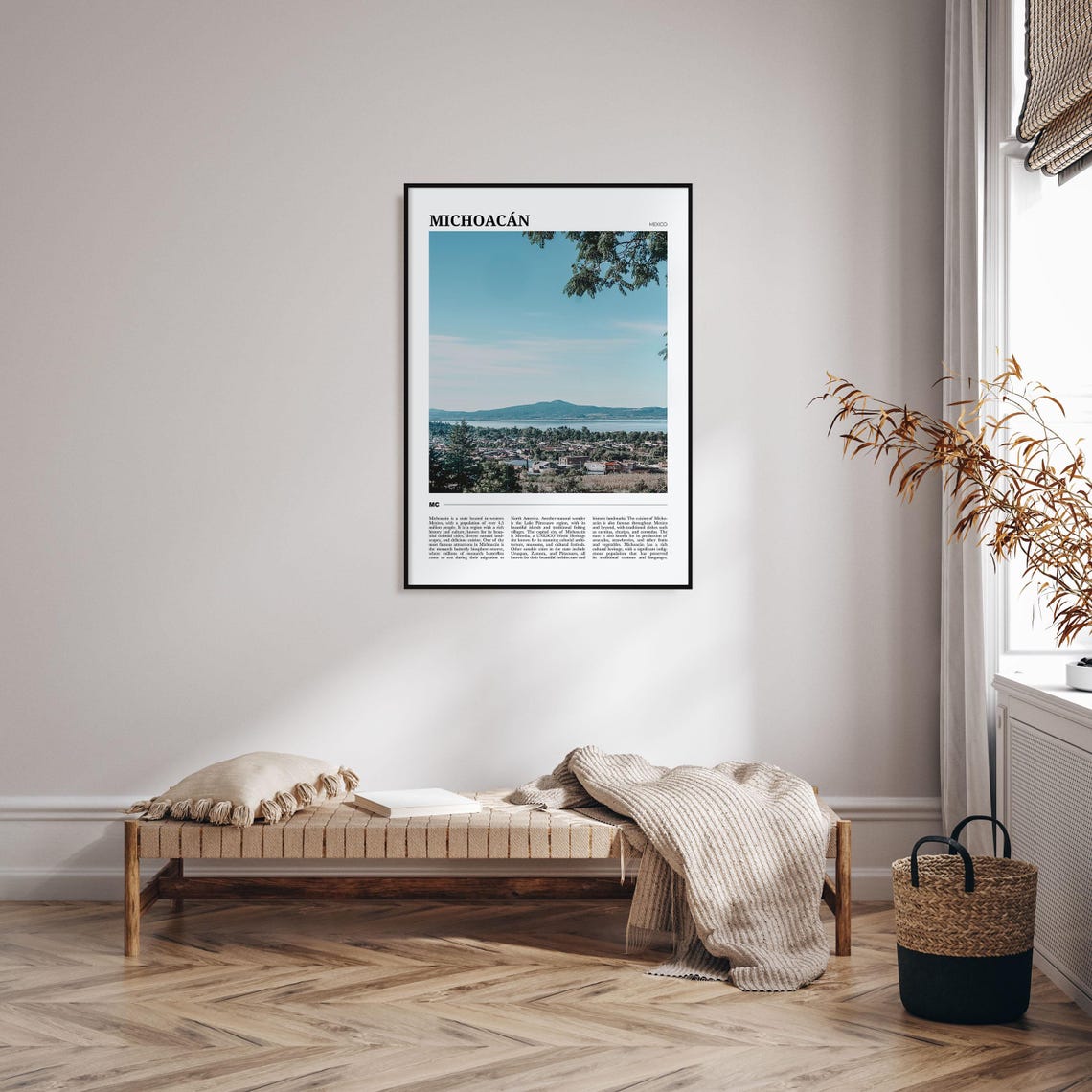 Michoacan Mexico Lakeside Town Panorama Photo Text Travel Poster - Image 4