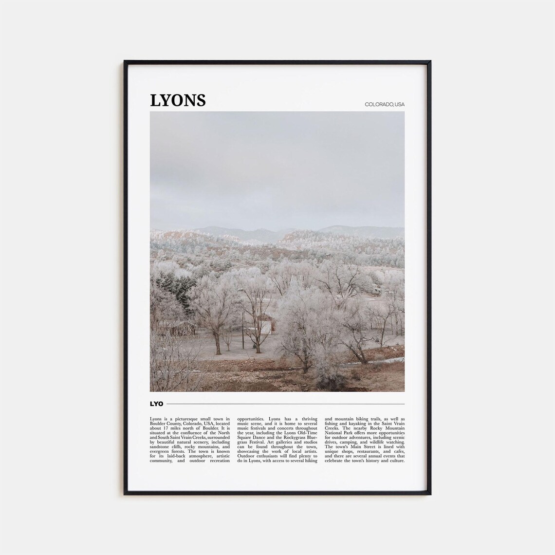 Lyons Travel Poster, Colorado USA Wall Art Print