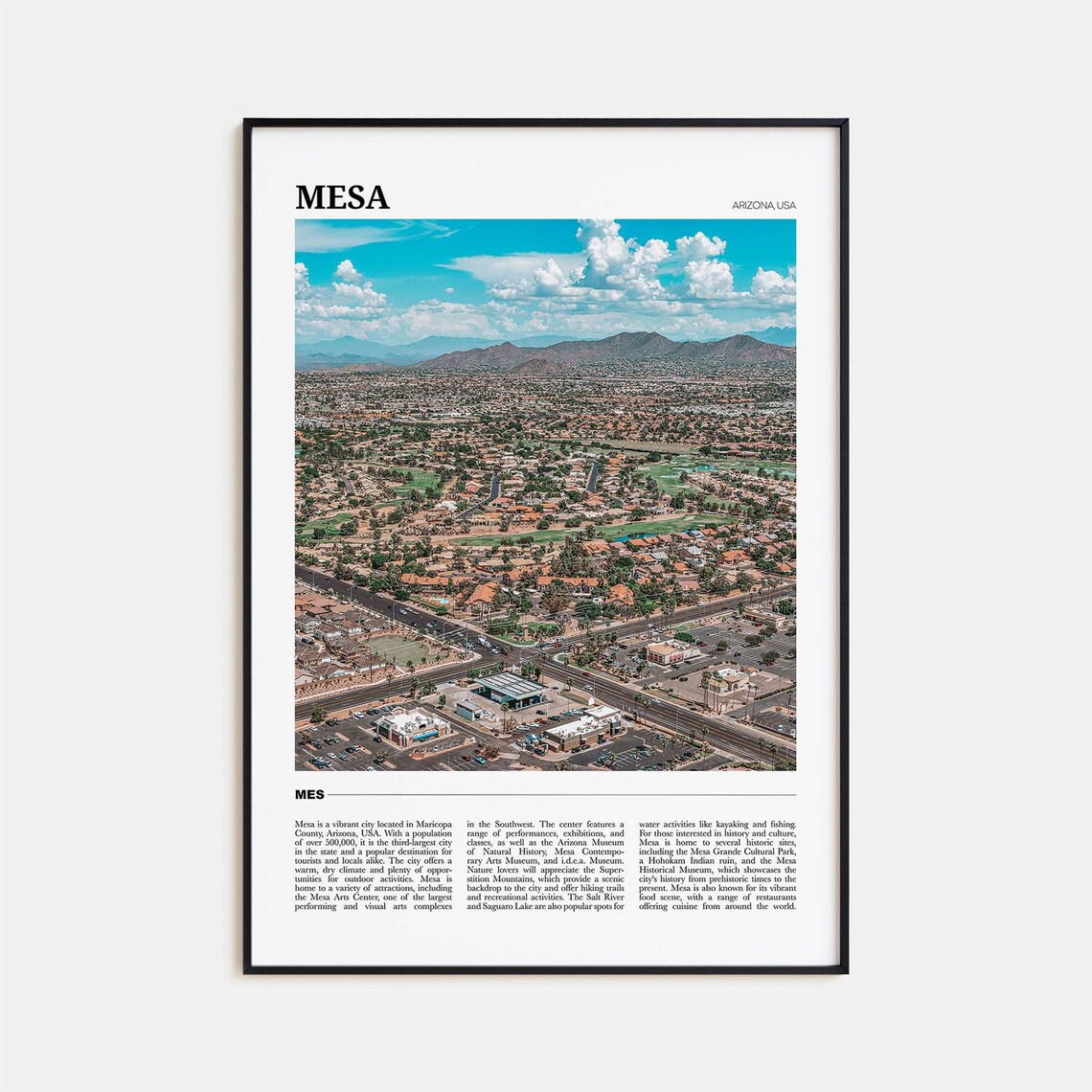 Mesa Arizona Desert Aerial Photo Mountain Skyline Travel Poster