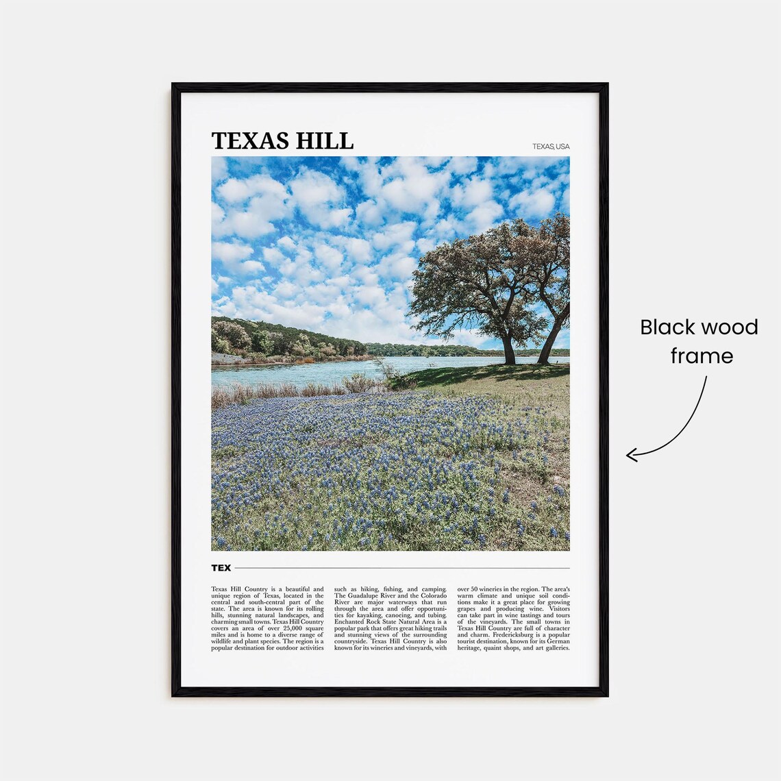 Texas Hill Country Bluebonnet Wildflower Lakeshore Travel Poster - Image 2