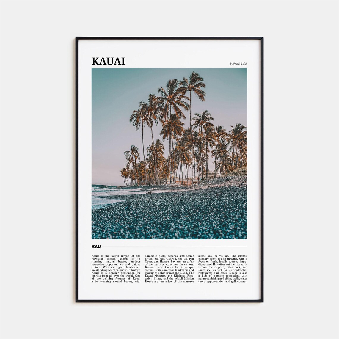 Kauai Travel Poster, Hawaii USA Wall Art Print