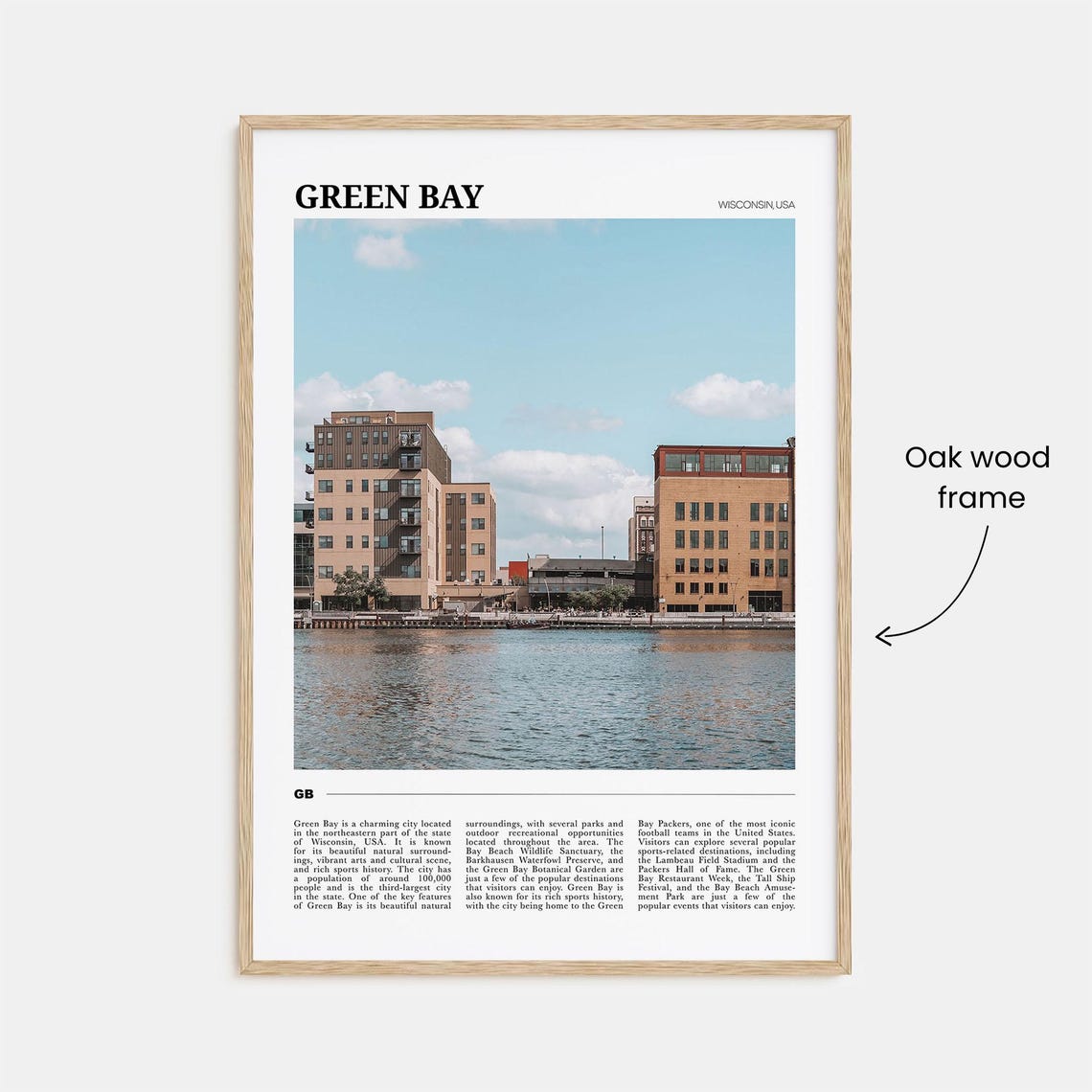 Green Bay Wisconsin Fox River Waterfront Scenic City View Poster - Image 3