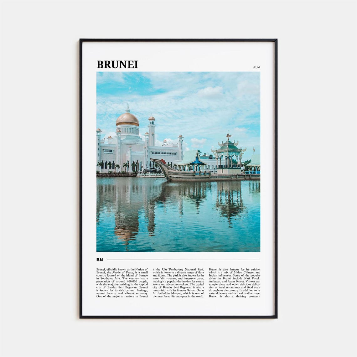 Brunei Asia Golden Dome Mosque Royal Barge Waterfront Photo Poster