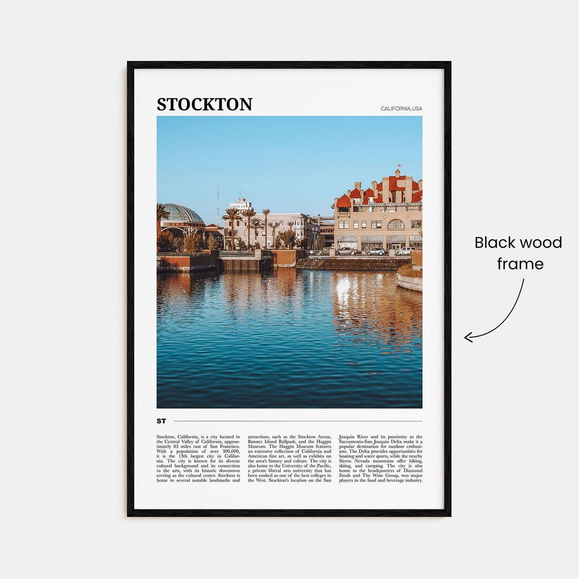 Stockton California Downtown Waterfront Marina View Travel Poster - Image 2