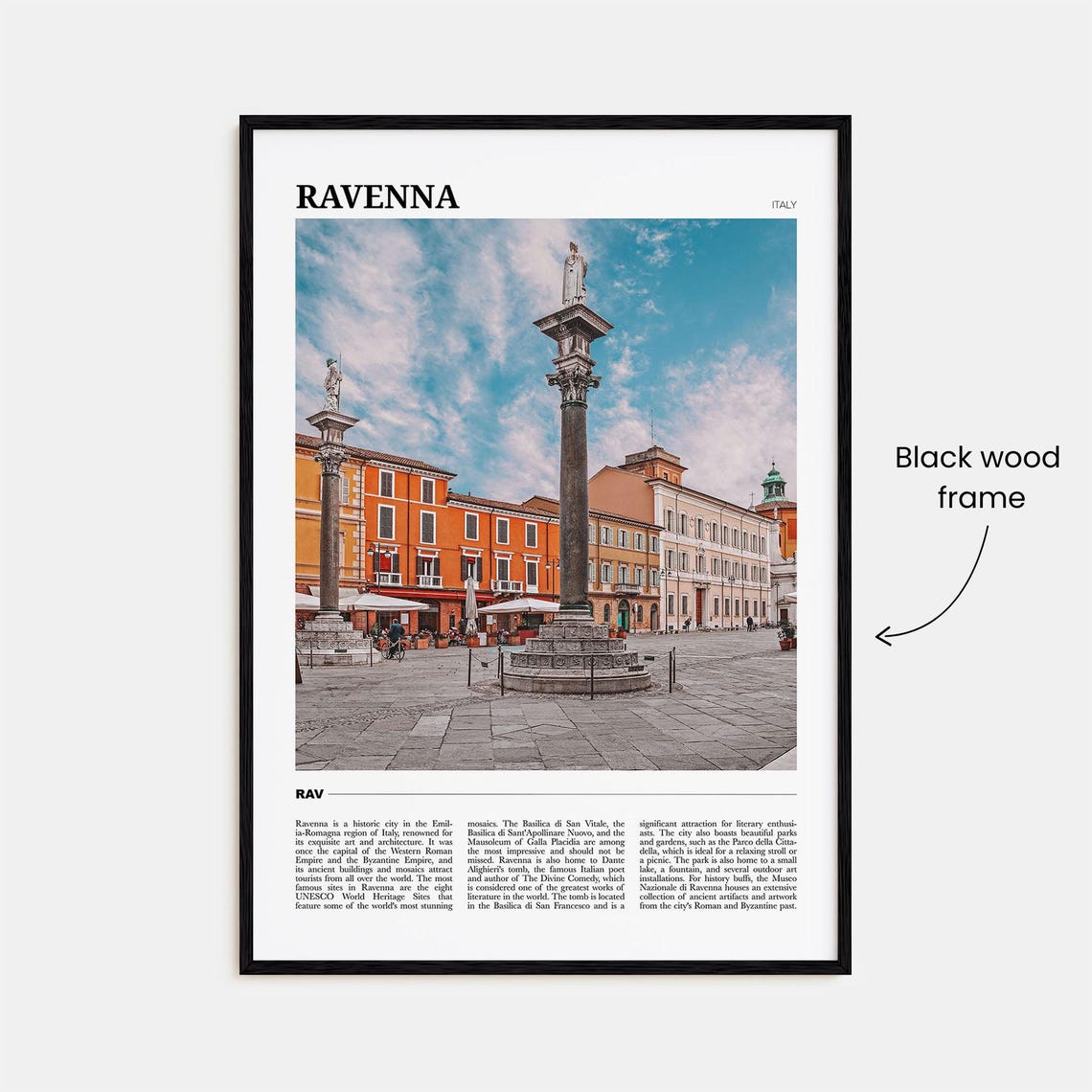 Ravenna Italy Historic Square Column Statues Cityscape View Poster - Image 2
