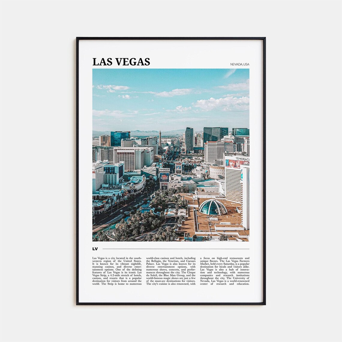 Las Vegas Travel Poster, Nevada USA Wall Art
