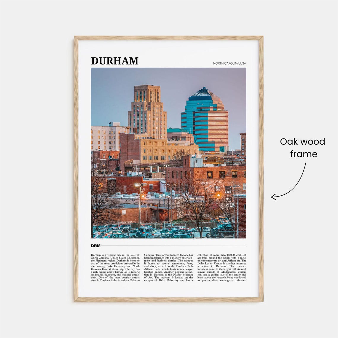 Durham North Carolina Downtown Skyline at Sunset Travel Poster - Image 3