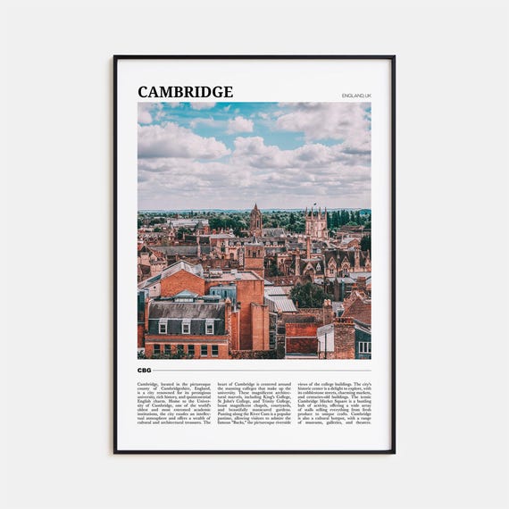 Cambridge Travel Poster, England Wall Art Print