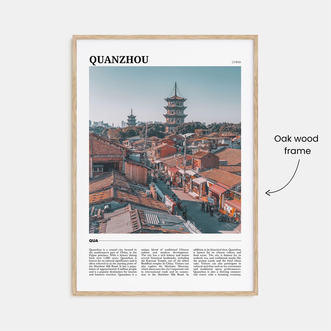Quanzhou China Historic Twin Pagoda Towers Street Scene Poster - Image 3