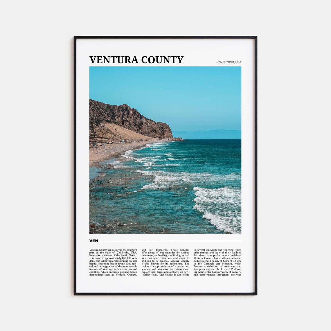 Ventura County Travel Poster, Usa Travel Art Print