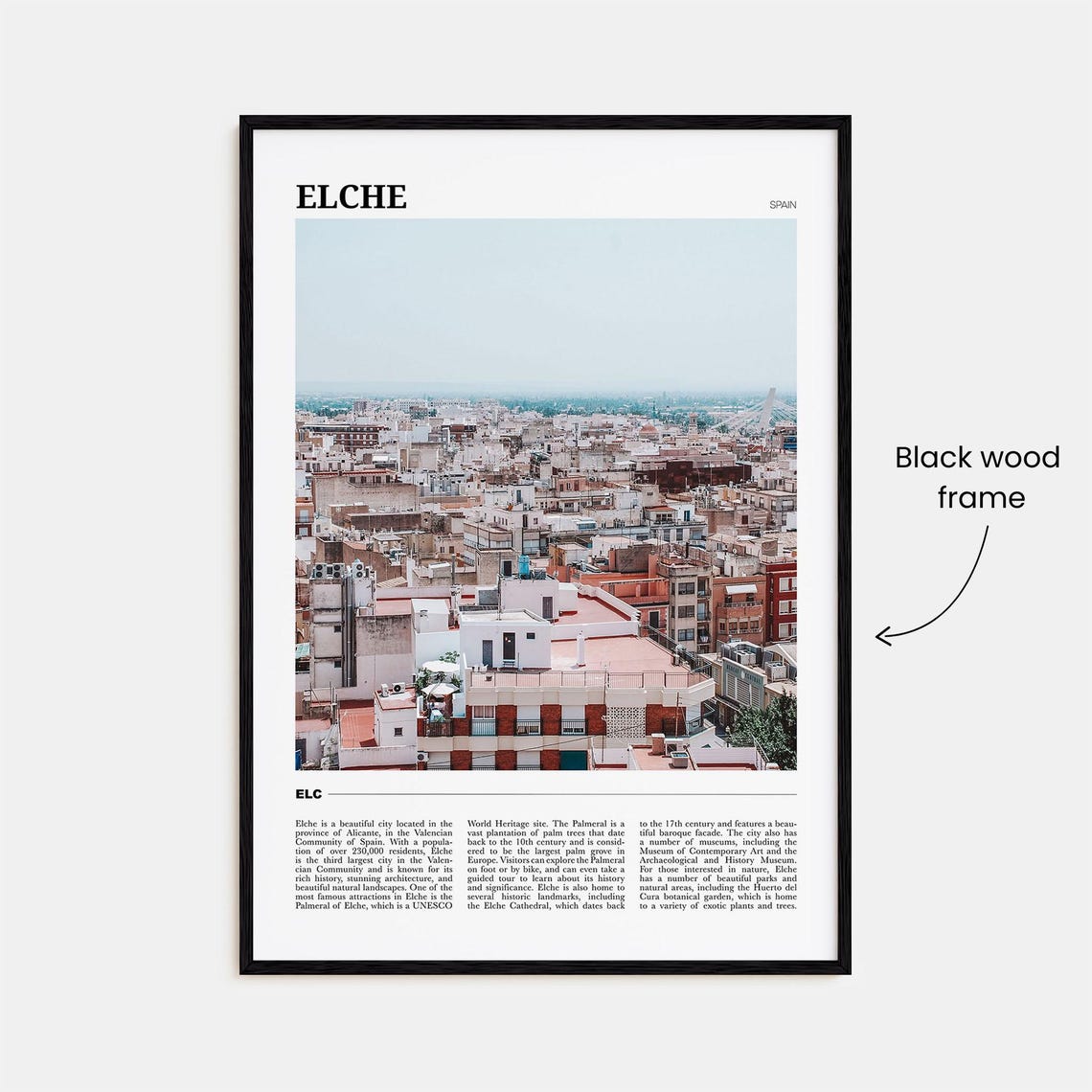 Elche Spain Old Town Rooftops Aerial City View Photography Poster - Image 2