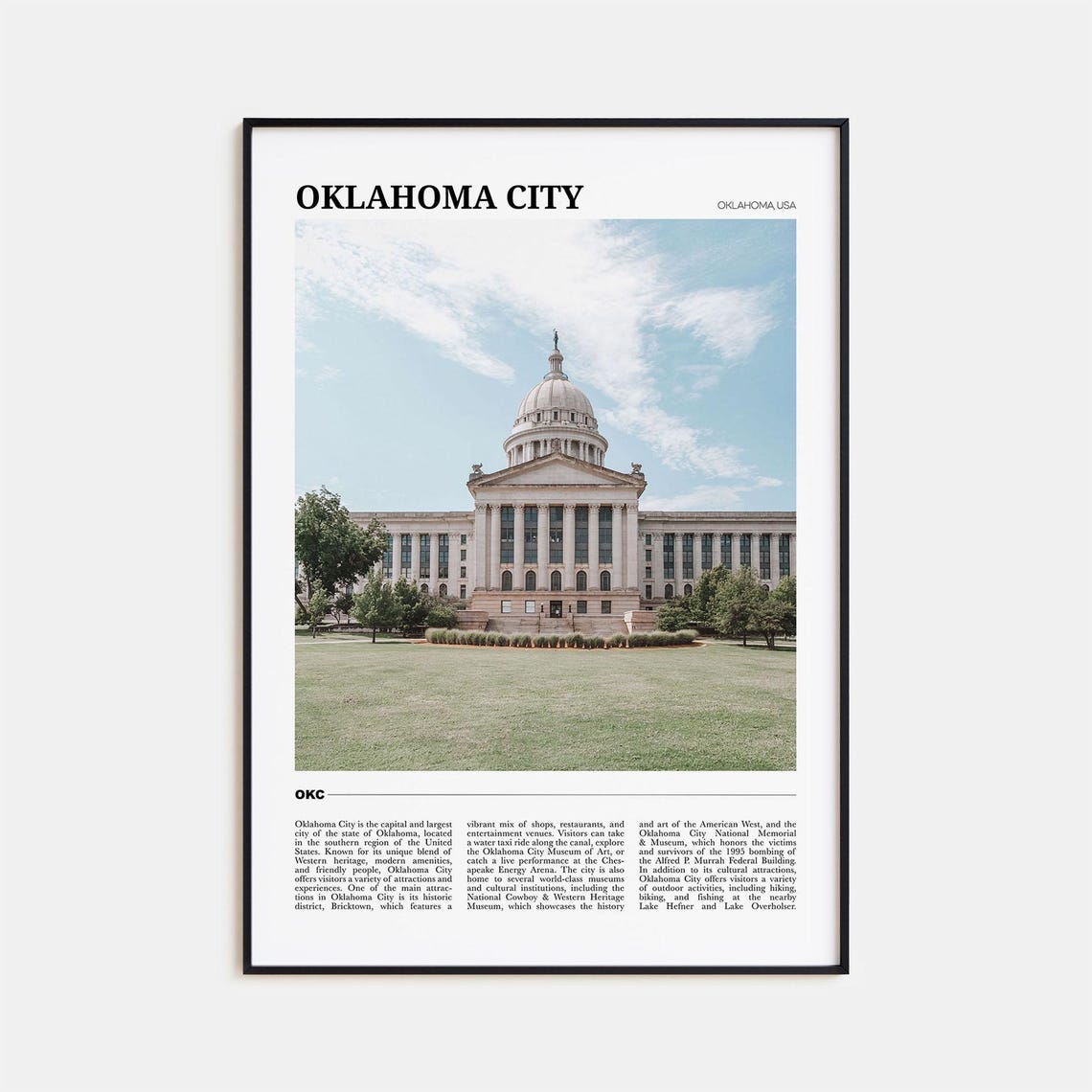 Oklahoma City Travel Poster No 2 Oklahoma City Wall Art Oklahoma City Poster Oklahoma City Photo Oklahoma City Decor Oklahoma Usa